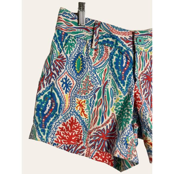 Lilly Pulitzer Let Minnow Print Callahan Cotton Mid Rise Tropical Shorts Size 2 - Picture 6 of 7